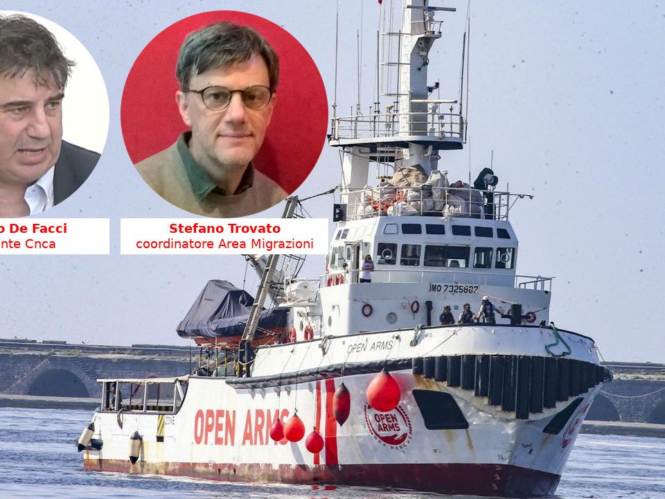 Riccardo De Facci e Stefano Trovato della Cnca con la nave Open Arms